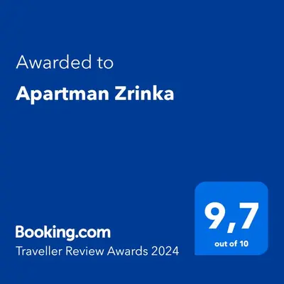 Certifikat, nagrada, logo ili neki drugi dokument izložen u objektu Apartman Zrinka