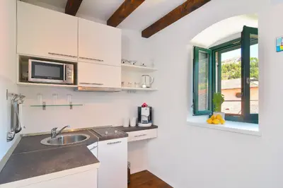 Kuhinja ili čajna kuhinja u objektu Apartments and Rooms Kampanel