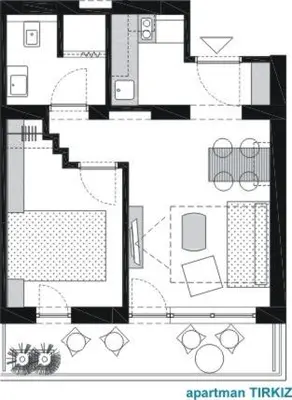Tlocrt objekta DugoToploLjeto Apartmani Baska Voda