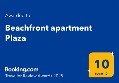 Certifikat, nagrada, logo ili neki drugi dokument izložen u objektu Beachfront apartment Plaza