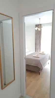 Krevet ili kreveti u jedinici u objektu Split Terrace & Free Parking Apartment