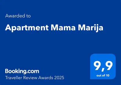 Certifikat, nagrada, logo ili neki drugi dokument izložen u objektu Apartment Mama Marija