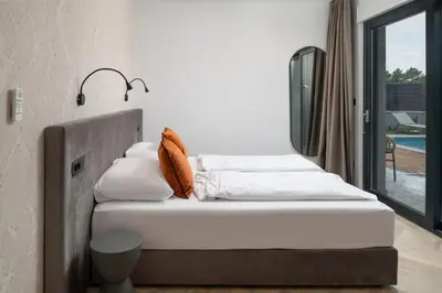 Krevet ili kreveti u jedinici u objektu Luxury Villa David 2 heated pool