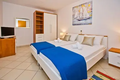 Krevet ili kreveti u jedinici u objektu Beautiful SeaView apartment Hvar Villa 6p