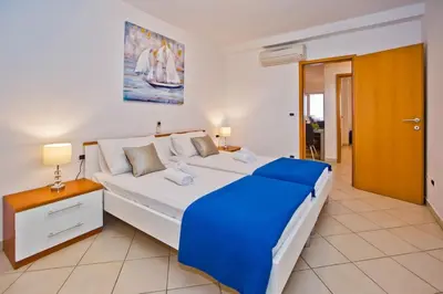 Krevet ili kreveti u jedinici u objektu Amazing Sea View Apartment Hvar Town 6 P