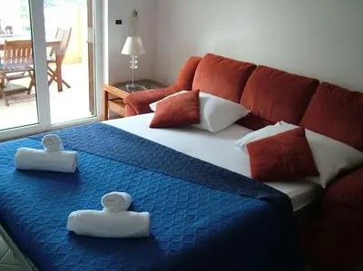 Krevet ili kreveti u jedinici u objektu Amazing Sea View Apartment Hvar Town 6 P