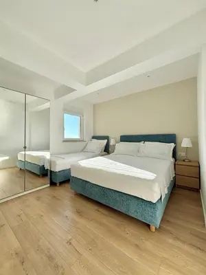 Krevet ili kreveti u jedinici u objektu Apartment with a sea View No 15, first row by the sea, Beach house Ana