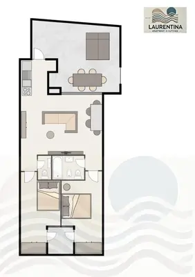 Tlocrt objekta Laurentina - Modern Apartment with Large Terrace near Beach-quiet and comfortable
