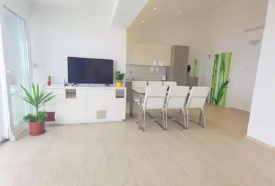TV i/ili zabavni centar u objektu Apartment with a sea View No 10, first row by the sea, Beach house Ana