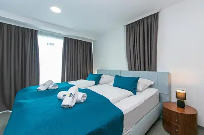 Krevet ili kreveti u jedinici u objektu Apartmani Brela 15 luxury