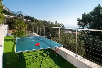 Stolni tenis u objektu Luxury Villa Ivana Brela heated pool 28 m2, gym ili u blizini