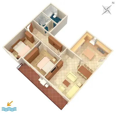 Tlocrt objekta Apartments by the sea Duce, Omis - 946