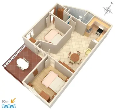 Tlocrt objekta Apartments by the sea Stanici - Omis - 1028