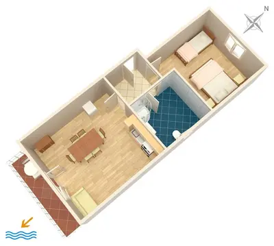 Tlocrt objekta Apartments by the sea Duce, Omis - 2731