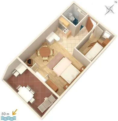 Tlocrt objekta Apartment Sumpetar 2808b