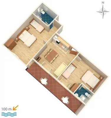 Tlocrt objekta Apartments by the sea Duce, Omis - 2821