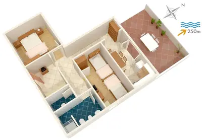 Tlocrt objekta Apartments with parking space Postira, Brac - 2919