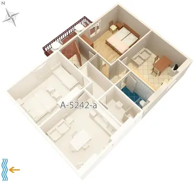 Tlocrt objekta Apartments by the sea Milna, Brac - 5242