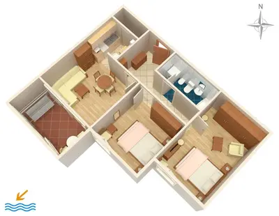 Tlocrt objekta Apartments with a parking space Dugi Rat, Omis - 8666