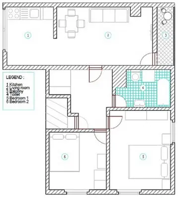 Tlocrt objekta Apartment Luna