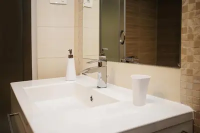 Kupaonica u objektu Luxury apartment Lara shared pool