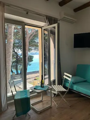 TV i/ili zabavni centar u objektu Beachfront apartments in Villa Ruza at Punta Rata beach