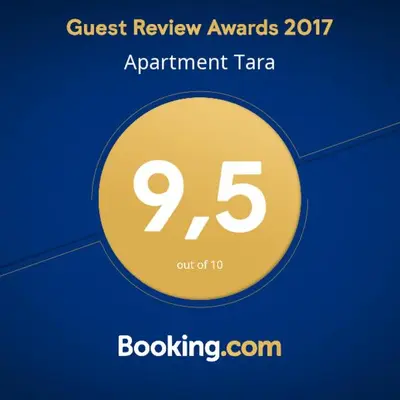 Certifikat, nagrada, logo ili neki drugi dokument izložen u objektu Apartment Tara