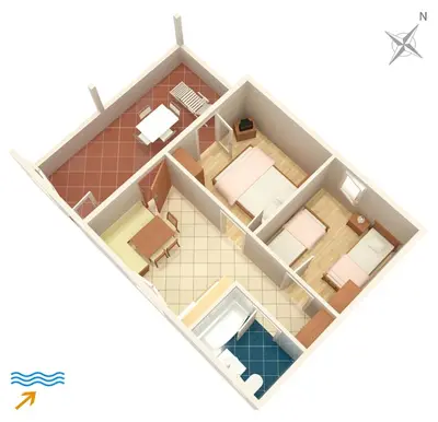 Tlocrt objekta Apartments with parking space Supetar, Brac - 7535