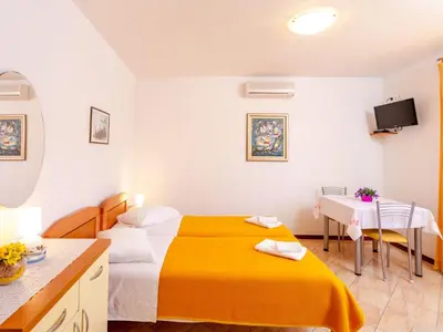 Krevet ili kreveti u jedinici u objektu Apartment Studio im Erdgeschoss für zwei Personen mit einer Terrasse by Interhome