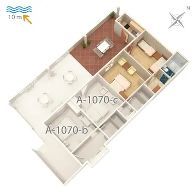 Tlocrt objekta Apartments by the sea Pisak, Omis - 1070