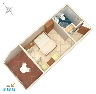 Tlocrt objekta Apartments by the sea Pisak, Omis - 1070