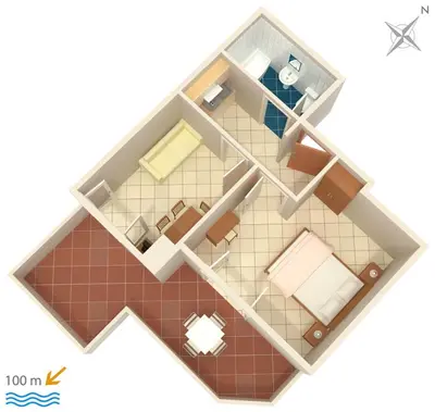 Tlocrt objekta Apartment Brela 6056a