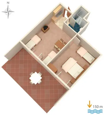 Tlocrt objekta Apartments by the sea Lokva Rogoznica, Omis - 6005