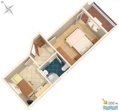 Tlocrt objekta Apartments with parking space Baska Voda - Makarska - 2709