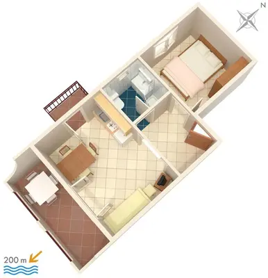 Tlocrt objekta Apartments with parking space Baska Voda - Makarska - 2709