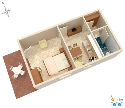 Tlocrt objekta Apartments with a parking space Pucisca, Brac - 756