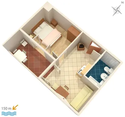 Tlocrt objekta Apartments by the sea Duce, Omis - 5973