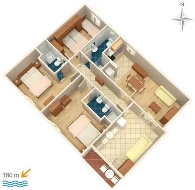 Tlocrt objekta Apartments with parking space Makarska - 6784