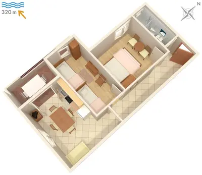 Tlocrt objekta Apartments with swimming pool Stari Grad, Hvar - 4015