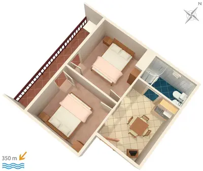 Tlocrt objekta Apartments with a parking space Duce, Omis - 3190