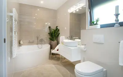 Kupaonica u objektu Luxury Villa Happiness Private Pool, Jacuzzi, Sauna & Gym Near the Beach
