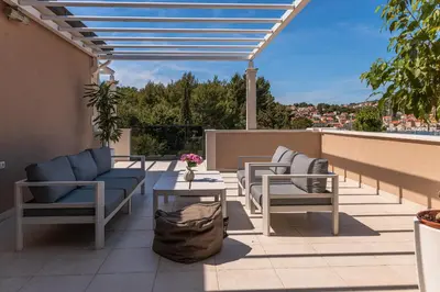 Balkon ili terasa u objektu Villa TM with private heated pool, poolhouse & private garage