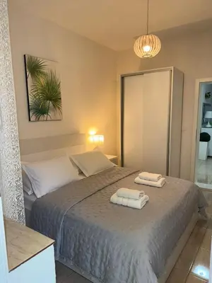 Krevet ili kreveti u jedinici u objektu Apartment Sea Life with terrace and barbecue