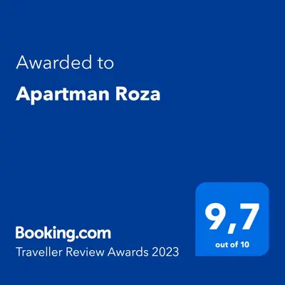 Certifikat, nagrada, logo ili neki drugi dokument izložen u objektu Apartman Roza