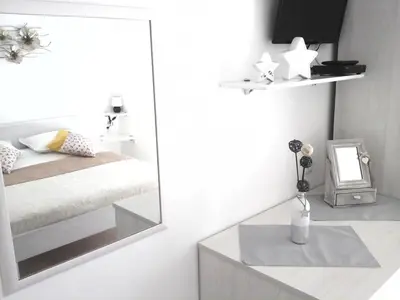 Krevet ili kreveti u jedinici u objektu Room in Hvar city with sea view, balcony, air conditioning, Wi-Fi (4858-2)