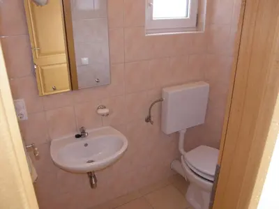 Kupaonica u objektu Apartment in Duce with sea view, terrace, air conditioning, washing machine (595-1)