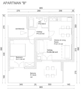 Tlocrt objekta Apartments Vucak