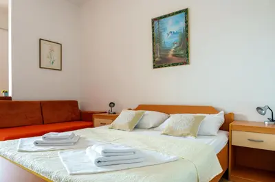 Krevet ili kreveti u jedinici u objektu Sea view Apartment Studio for 2-3 people - close to commodities