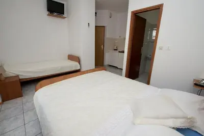Krevet ili kreveti u jedinici u objektu Studio apartment in Duce with sea view, balcony, air conditioning, WiFi 132-7
