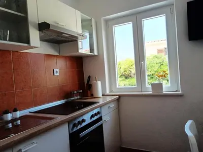 Kuhinja ili čajna kuhinja u objektu Apartment in Povlja with sea view, terrace, W-LAN 4991-2